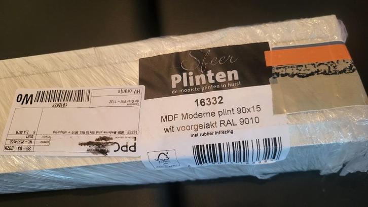 plinten, Doe-het-zelf en Verbouw, Plinten en Afwerking, Nieuw, Plinten, Mdf, 200 tot 250 cm, Ophalen