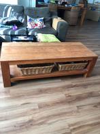 Teak salon tafel incl 2 manden, Huis en Inrichting, Ophalen, 100 tot 150 cm, 50 tot 100 cm, Zo goed als nieuw