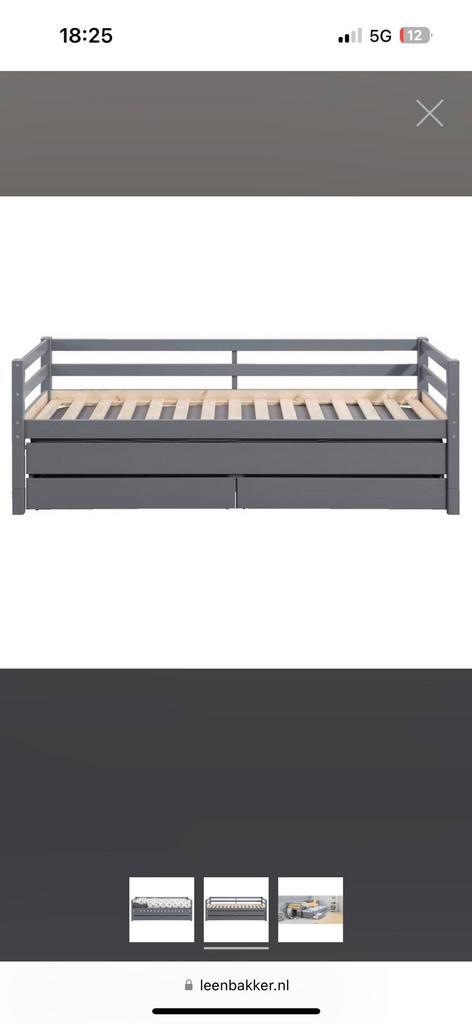 Bed Ties met bedverhoger - antraciet - 90x200 cm, Kinderen en Baby's, Kinderkamer | Stapelbedden en Hoogslapers, Gebruikt, Hoogslaper