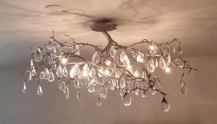 Stout Verlichting unieke handgemaakt Kroonluchter lamp brons, Huis en Inrichting, Lampen | Kroonluchters, Zo goed als nieuw, Glas