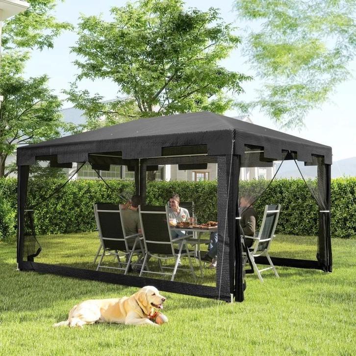 Paviljoentent 3 x 3 m - Partytent zwart (nieuw), Tuin en Terras, Partytenten, Nieuw, Minder dan 5 meter, Ophalen of Verzenden