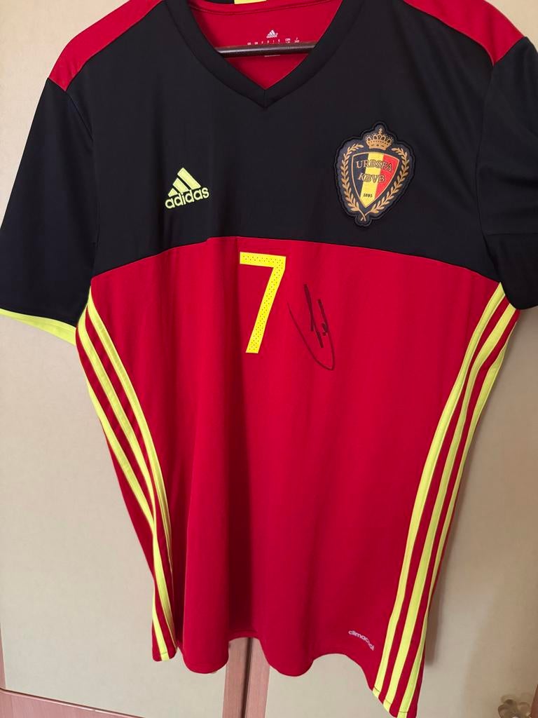 Gesigneerd België shirt De Bruyne, Maat L, Ophalen of Verzenden, Zo goed als nieuw, Shirt
