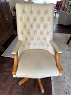 Klassieke Engelse lederen bureaustoel Chesterfield ivoor, Ophalen, Zo goed als nieuw, Overige kleuren, Bureaustoel