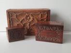 Handgesneden houten kistjes , sieradenkistjes, Antiek en Kunst, Curiosa en Brocante, Ophalen of Verzenden