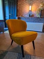 Mooie Woood fauteuil okergeel, Huis en Inrichting, Fauteuils, Ophalen, Minder dan 75 cm, Zo goed als nieuw, Stof