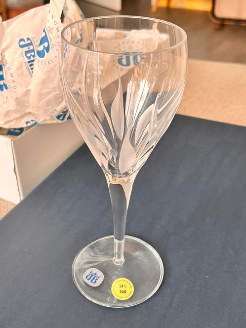 Set van 6 zware Bohemian Crystal wijnglazen 24% lood. Blazek, Verzamelen, Porselein, Kristal en Bestek, Nieuw, Kristal, Ophalen of Verzenden