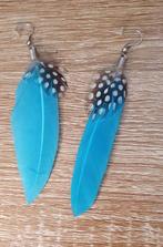Oorbellen met veer, Overige materialen, Hangers, Blauw, Nieuw