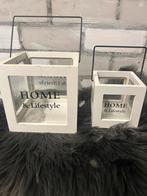 Leuke windlichten van de lifestyle 2 stuk landelijke stijl, Huis en Inrichting, Ophalen of Verzenden, Zo goed als nieuw, Overige materialen