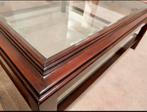 Antiek Englisch funiture Kersenhouten salontafel met glas, Huis en Inrichting, Tafels | Salontafels, Ophalen, Gebruikt, Minder dan 50 cm