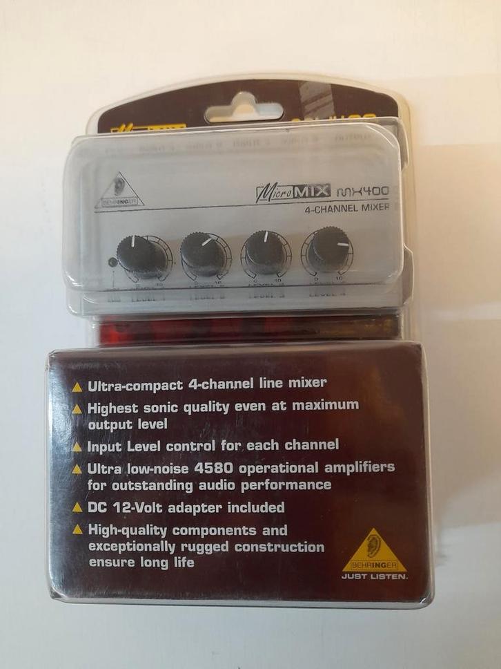 Behringer MicroMIX MX400 4-Kanaals Mixer, Muziek en Instrumenten, Midi-apparatuur, Nieuw, Ophalen of Verzenden
