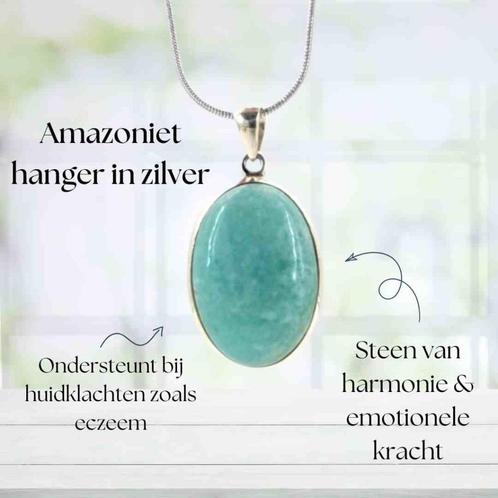 Amazoniet hanger in zilver groot, Sieraden, Tassen en Uiterlijk, Kettinghangers, Nieuw, Zilver, Blauw, Overige voorstellingen
