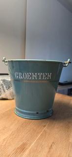 Mintgroene emaille groente emmer, Antiek en Kunst, Ophalen of Verzenden