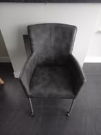 6 Grijze Eetkamerstoelen met Wieltjes, Huis en Inrichting, Stoelen, Ophalen, Gebruikt, Stof, Vijf, Zes of meer stoelen