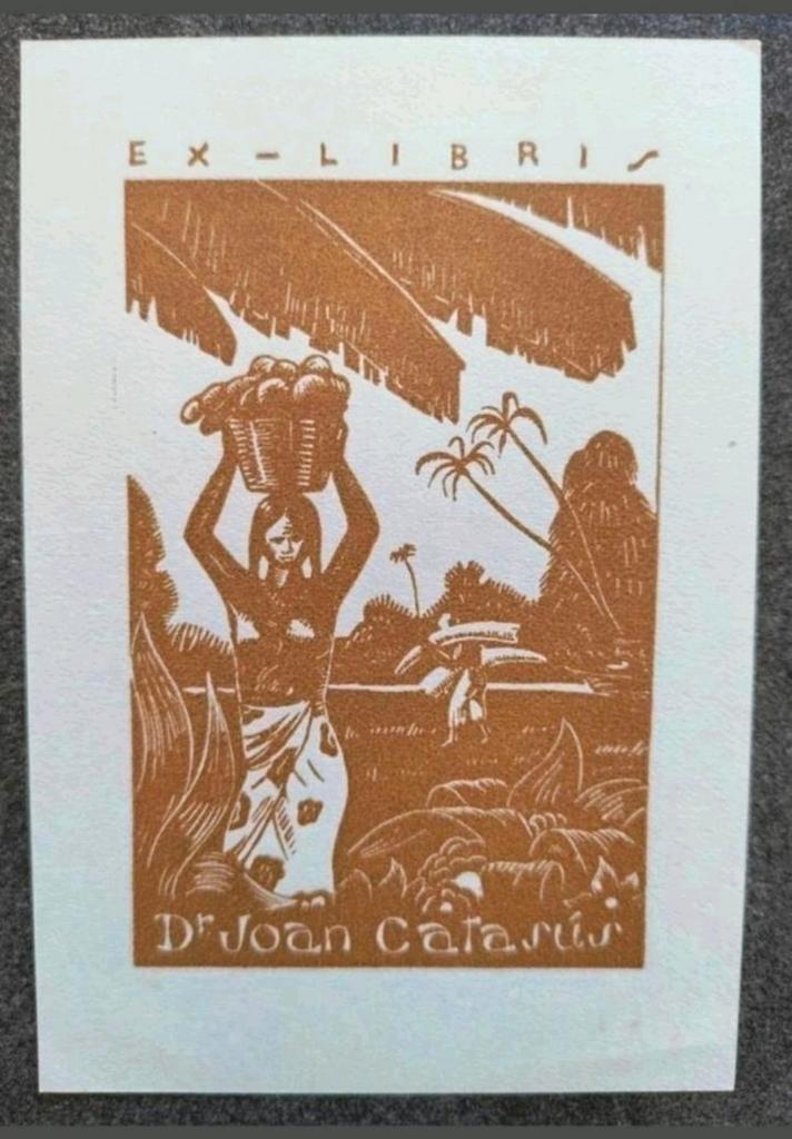 Exlibris Joan Catasús (Frank Alpresa del Rio) (palmboom), Antiek en Kunst, Kunst | Etsen en Gravures, Ophalen of Verzenden