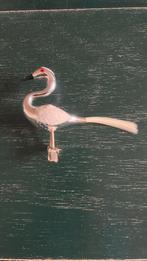 Vintage kerstbal, zwaan, clip on 2 veren, zilver/wit, staart, Ophalen of Verzenden, Gebruikt