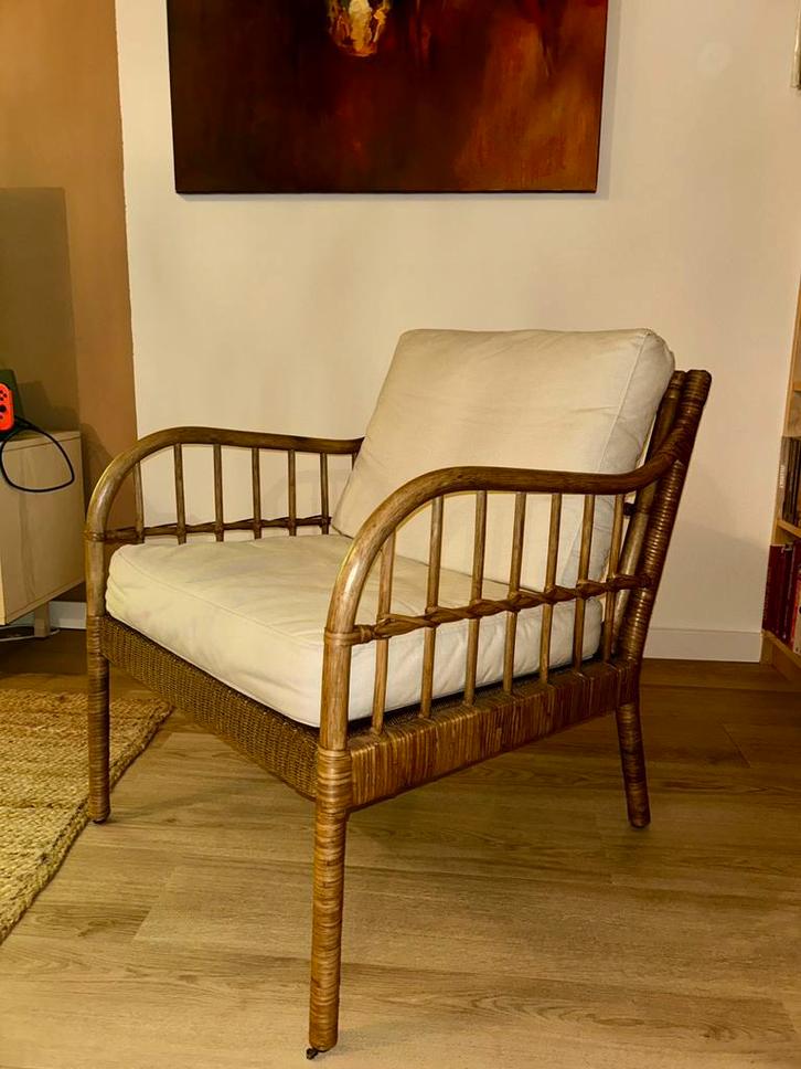 IKEA Rotan fauteuil, Huis en Inrichting, Fauteuils, Zo goed als nieuw, Riet of Rotan, 50 tot 75 cm, Minder dan 75 cm, Ophalen
