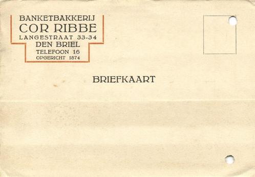 Banketbakkerij Cor Ribbe, Den Briel - 09.1934? - briefkaart, Postzegels en Munten, Brieven en Enveloppen | Nederland, Briefkaart