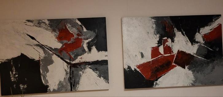 2 grote muurkunstwerken/schilderijen, Antiek en Kunst, Kunst | Schilderijen | Abstract, Ophalen of Verzenden