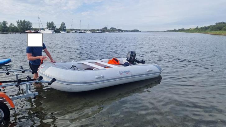 Rubberboot Talamex 420 met Trailer en accessoires, Watersport en Boten, Rubberboten, Gebruikt, Overige merken, Aluminium, Minder dan 70 pk