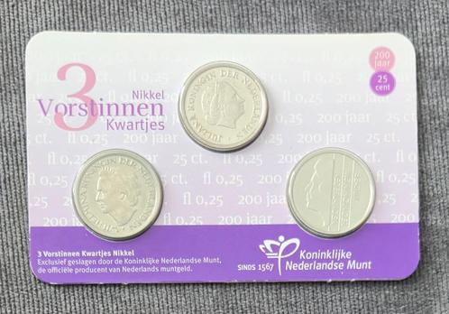 3 vorstinnen kwartjes 2017 in coincard, Postzegels en Munten, Munten | Nederland, Losse munt, 25 cent, Koningin Beatrix, Verzenden