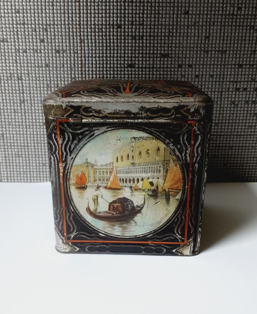 art deco blikje van houten""S cacao en chocolade fabrieken, Verzamelen, Blikken, Ophalen of Verzenden, Gebruikt, Overige