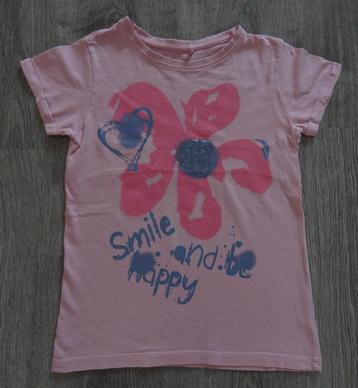 Roze t-shirt met bloem maat 128 beschikbaar voor biedingen