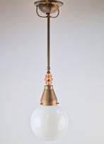 Vintage Art deco bol hanglamp schoollamp kopper mid century