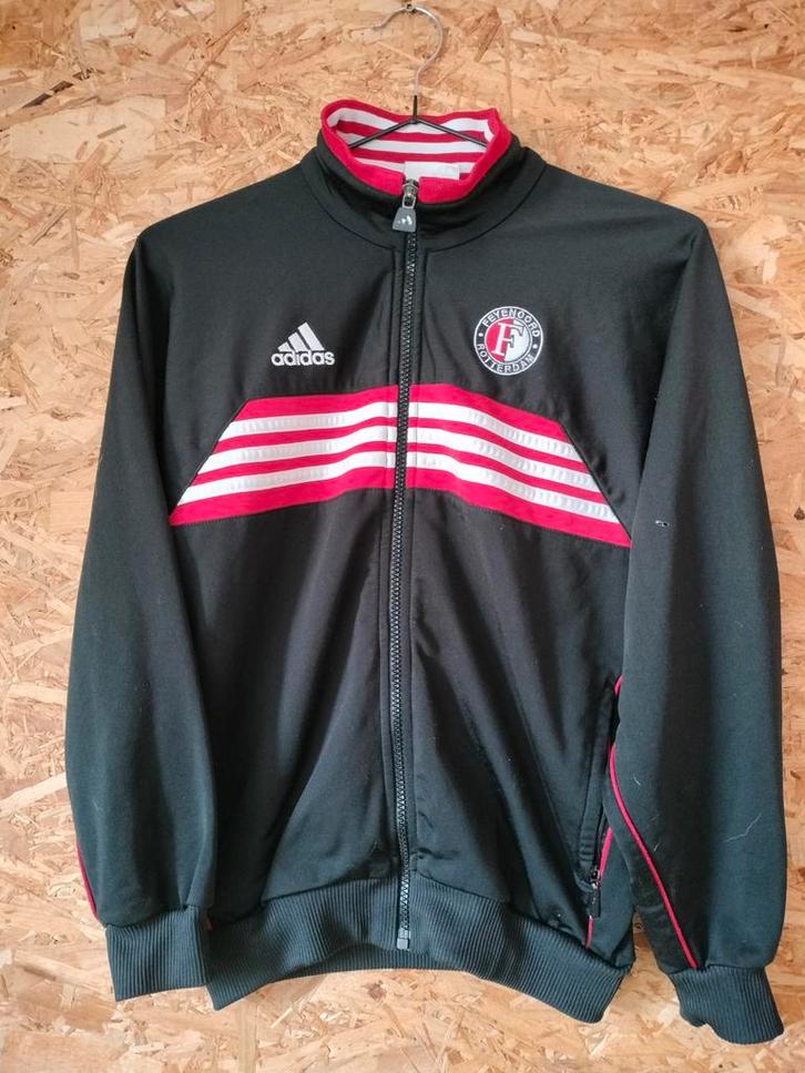 Feyenoord Rotterdam vintage trainingsjack 152, Kleding | Heren, Sportkleding, Gedragen, Voetbal, Maat 46 (S) of kleiner, Zwart