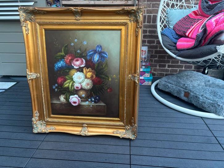 Bloemstilleven in Gouden Lijst, Antiek en Kunst, Kunst | Schilderijen | Klassiek, Ophalen of Verzenden