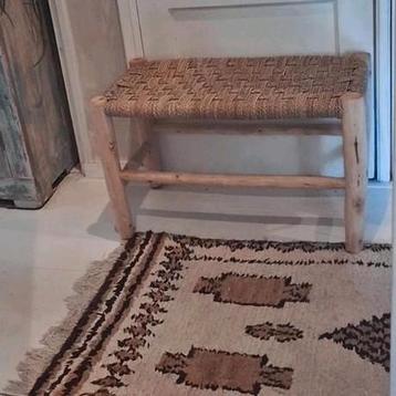 Marokkaans bankje - Zeegras & Hout - Nieuw beschikbaar voor biedingen