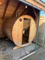Houten Barrel Sauna – 4 Persoons – Houtgestookt, Sport en Fitness, Sauna, Ophalen, Gebruikt, Complete sauna