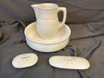 Vintage Aardewerk Waterkan en Kom Set, Huis en Inrichting, Keuken | Servies, Gebruikt, Overige typen, Ophalen of Verzenden, Effen