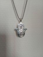 Hand van Fatima boze oog hanger plus ketting nieuw, Ophalen of Verzenden, Nieuw, Zilver, Overige materialen
