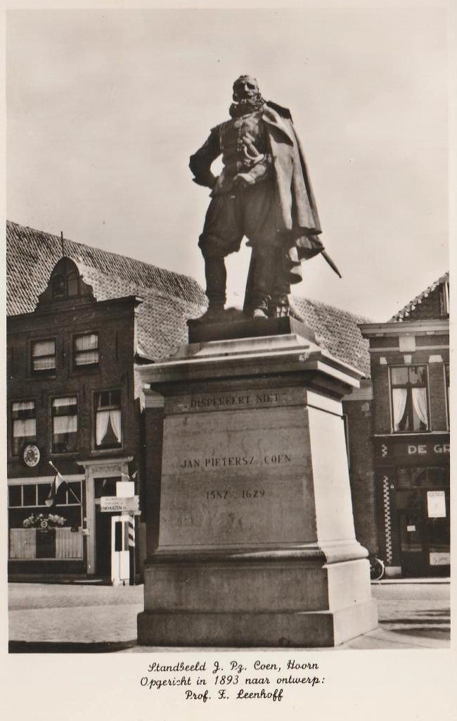 Hoorn              Standbeeld J.P.Coen, Verzamelen, Ophalen of Verzenden, 1940 tot 1960, Ongelopen, Noord-Holland