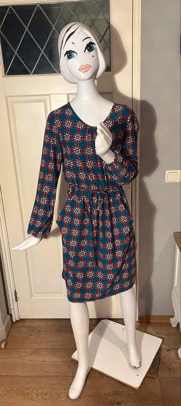 Leuke blauwe jurk met vos print, maat M beschikbaar voor biedingen