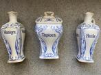 voorraadpot aardewerk olie vinagrette opbergpot delfstblauw, Ophalen, Gebruikt, Overige materialen, Pot, Bus of Blik