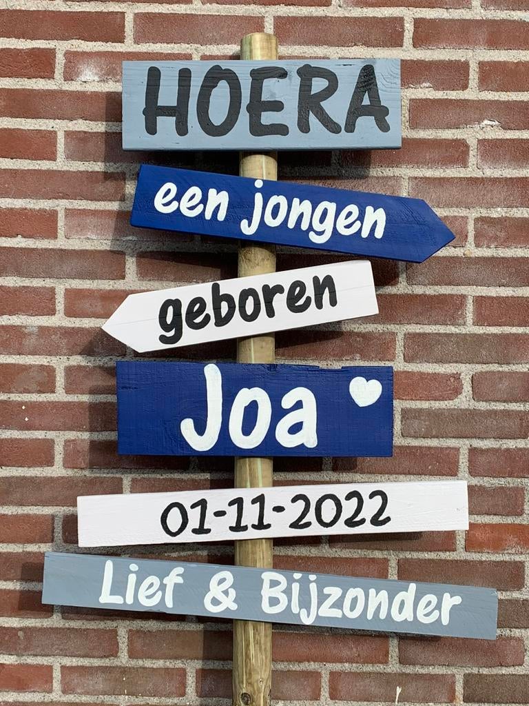 Geboorte wegwijzer, Kinderen en Baby's, Kraamcadeaus en Geboorteborden, Zo goed als nieuw, Geboortebord, Ophalen of Verzenden