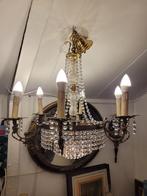 Zeer oude plafondlamp kristallen pegels rond model foto 1en2, Heikant 21 Kaatsheuvel, Belle Vieille Brocante, Ophalen of Verzenden
