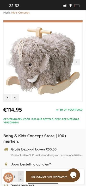 Kids Concept Mammoet Schommelpaard - Zo goed als nieuw! beschikbaar voor biedingen