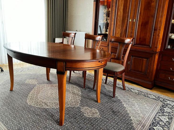 Te koop eethoek kersenhouten 6 stoelen en tafel, Huis en Inrichting, Complete eetkamers, Gebruikt, 4 tot 6 stoelen, Ophalen