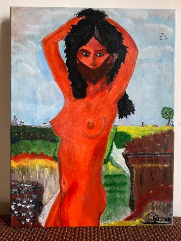 Portret van een gesluierde naakte vrouw beschikbaar voor biedingen