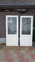 2 mooie oude paneeldeuren glas in lood, Ophalen, 80 tot 100 cm, Binnendeur, 200 tot 215 cm