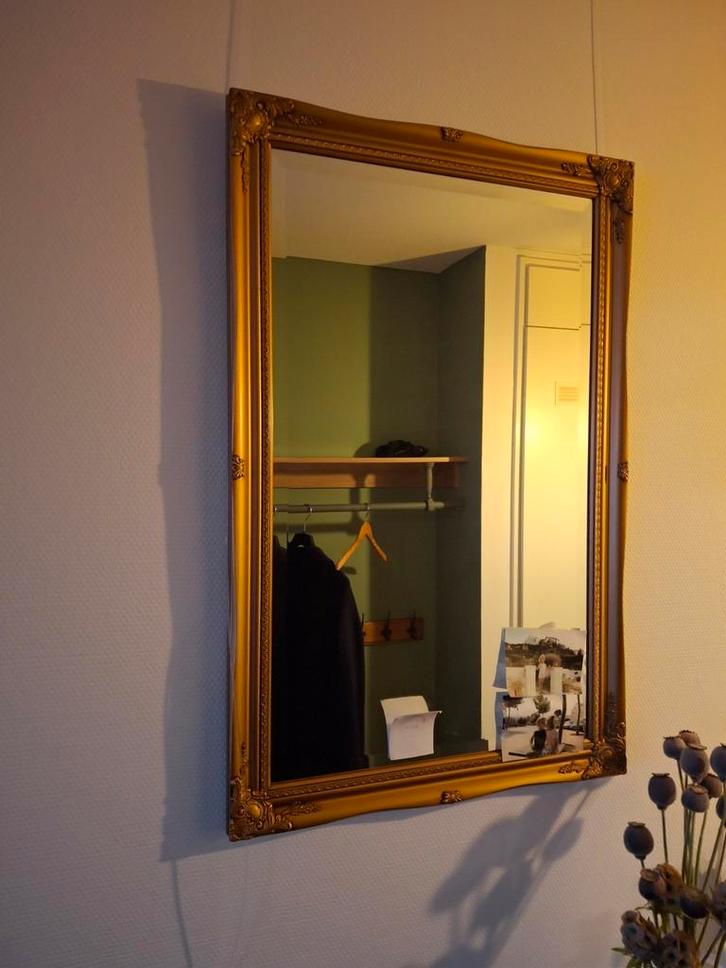 Gouden Spiegel met Barok Frame, Huis en Inrichting, Woonaccessoires | Spiegels, Gebruikt, 50 tot 75 cm, 100 tot 150 cm, Rechthoekig