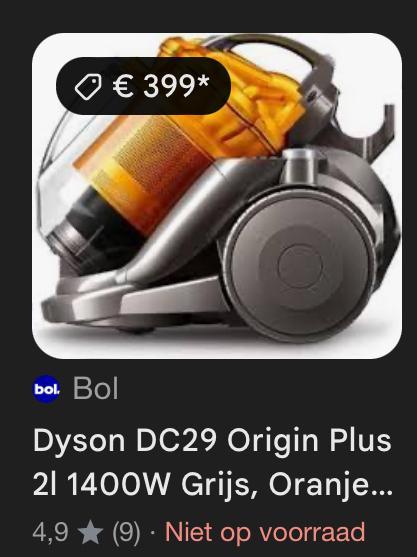 Dyson DC29 Origin Plus - Krachtige Stofzuiger, Witgoed en Apparatuur, Stofzuigers, Gebruikt, Stofzuiger, 1200 tot 1600 watt, Reservoir