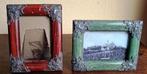 Groen en bruin fotolijstje met sierbeslag jugendstil, Antiek en Kunst, Antiek | Woonaccessoires, Ophalen of Verzenden