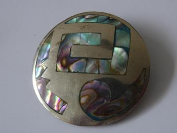 broches zilver Mexico kettinghanger abalone schelp hanger beschikbaar voor biedingen
