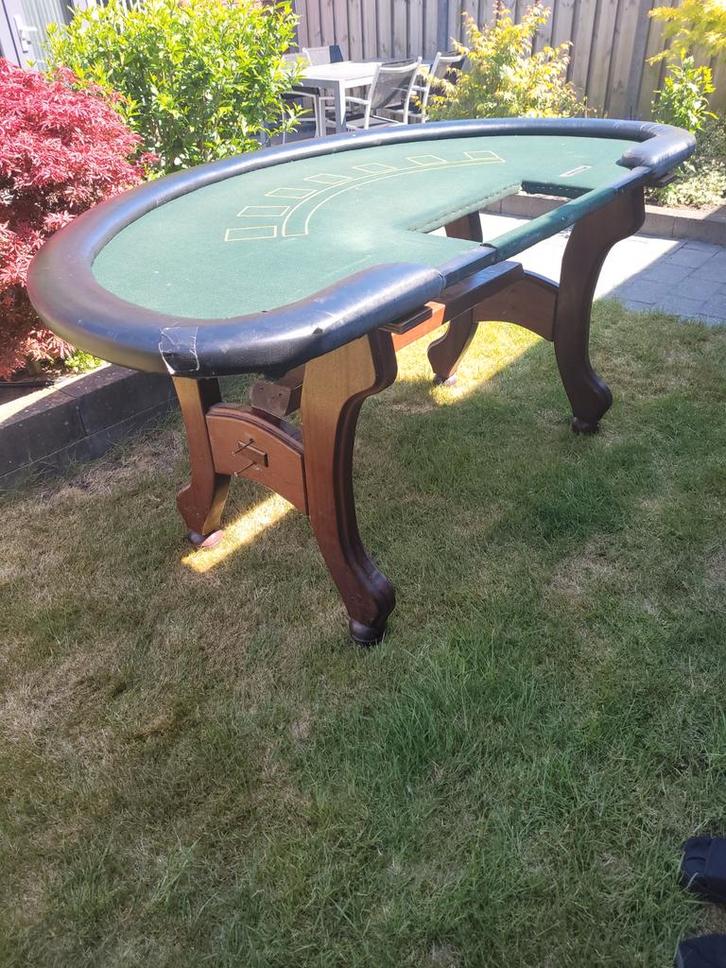Luxe blackjacktafel met houten onderstel! Unieke tafel!, Hobby en Vrije tijd, Gezelschapsspellen | Kaartspellen, Gebruikt, Een of twee spelers