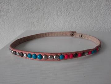 Roze PU-leren Choker Ketting met gekleurde studs beschikbaar voor biedingen