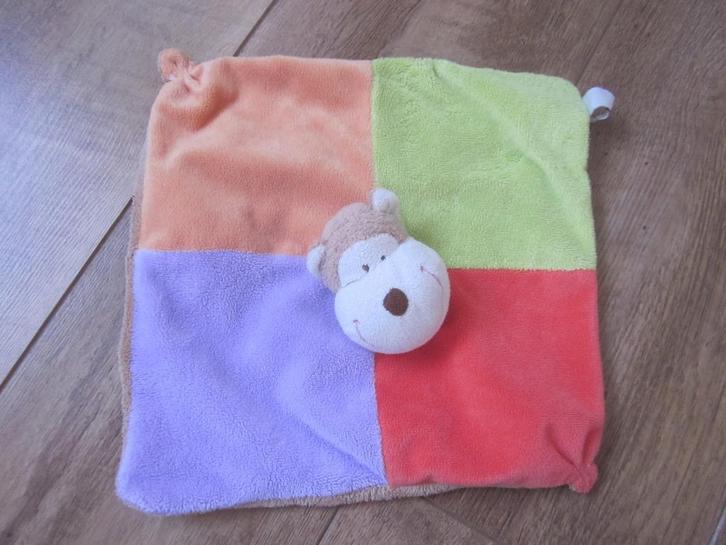 Zacht pluche vrolijk gekleurde knuffeldoek met aap knuffel, Kinderen en Baby's, Speelgoed | Knuffels en Pluche, Gebruikt, Overige typen