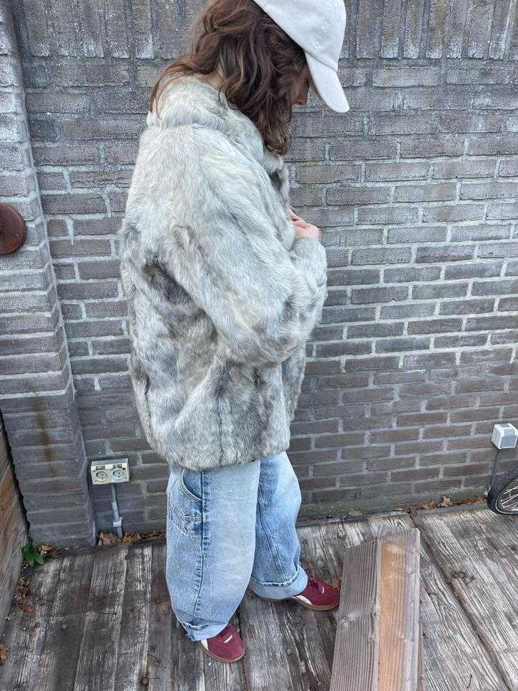 Bontjas vos, Kleding | Dames, Jassen | Winter, Zo goed als nieuw, Maat 38/40 (M), Grijs, Verzenden